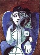 pablo picasso woman in a blue armcbair oil on canvas
